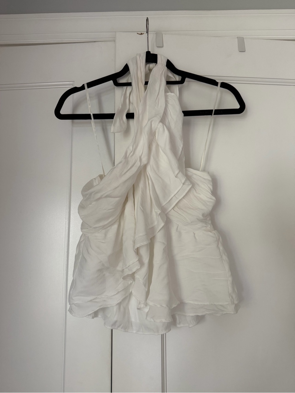 White Ruffle Halter Women’s Top
